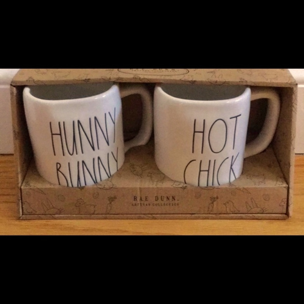 Rae Dunn Hunny Bunny/Hot Chick Mug Set